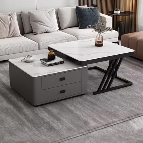 Mesas de centro de cristal, mesas centrales modernas con marco de metal, muebles elegantes para sala de estar y espacios pequeños