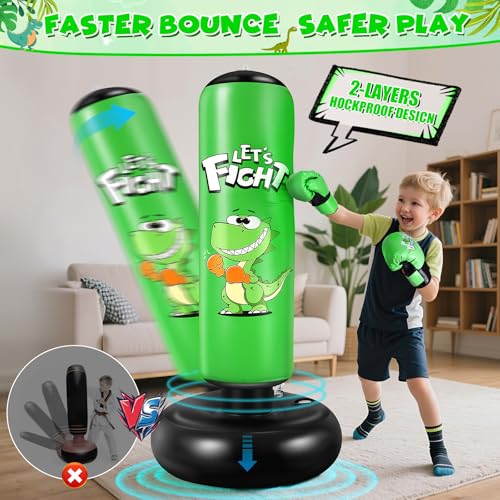 Saco de Boxeo para Niños de 3 a 8 Años, Saco de Boxeo de Pie de 120 cm con Guantes y Base Estable, para Practicar Karate y Taekwondo, Idea de Regalo para Niños y Niñas (Verde) - imagen 4