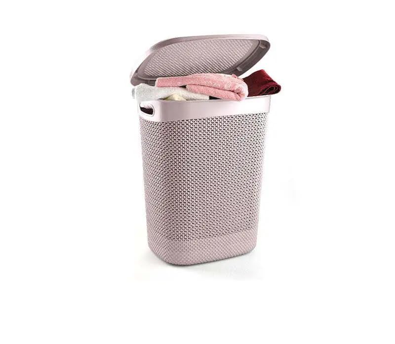 52L,50L,43L & 9L Plastic Slim Lid Bin Laundry Basket Clothes Washing Hamper Organiser Storage Container (52L Drop Design Potty Pink)
