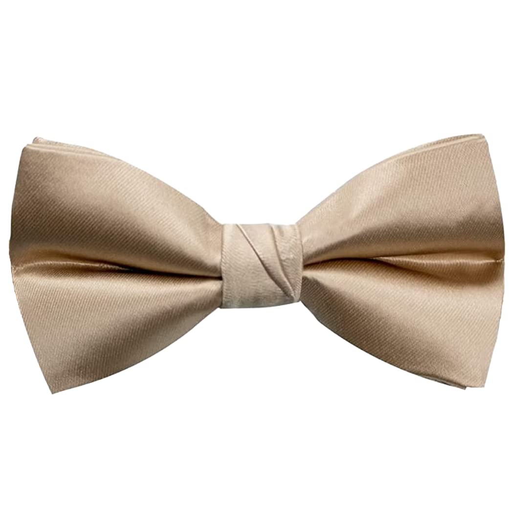 Premium Satin Bow Tie for Men | Adjustable Neckband for Perfect Fit | Handcrafted Bow Tie for Suits, Blazers & Tuxedo for Formal Events & Weddings (Champagne)-image-36
