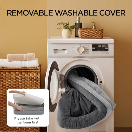 BEDSURE orthopädisches Hundebett Ergonomisches Hundesofa - 106x80 cm Hundecouch mit eierförmiger Kistenschaum für große Hunde, waschbar rutschfest Hundebetten, grau