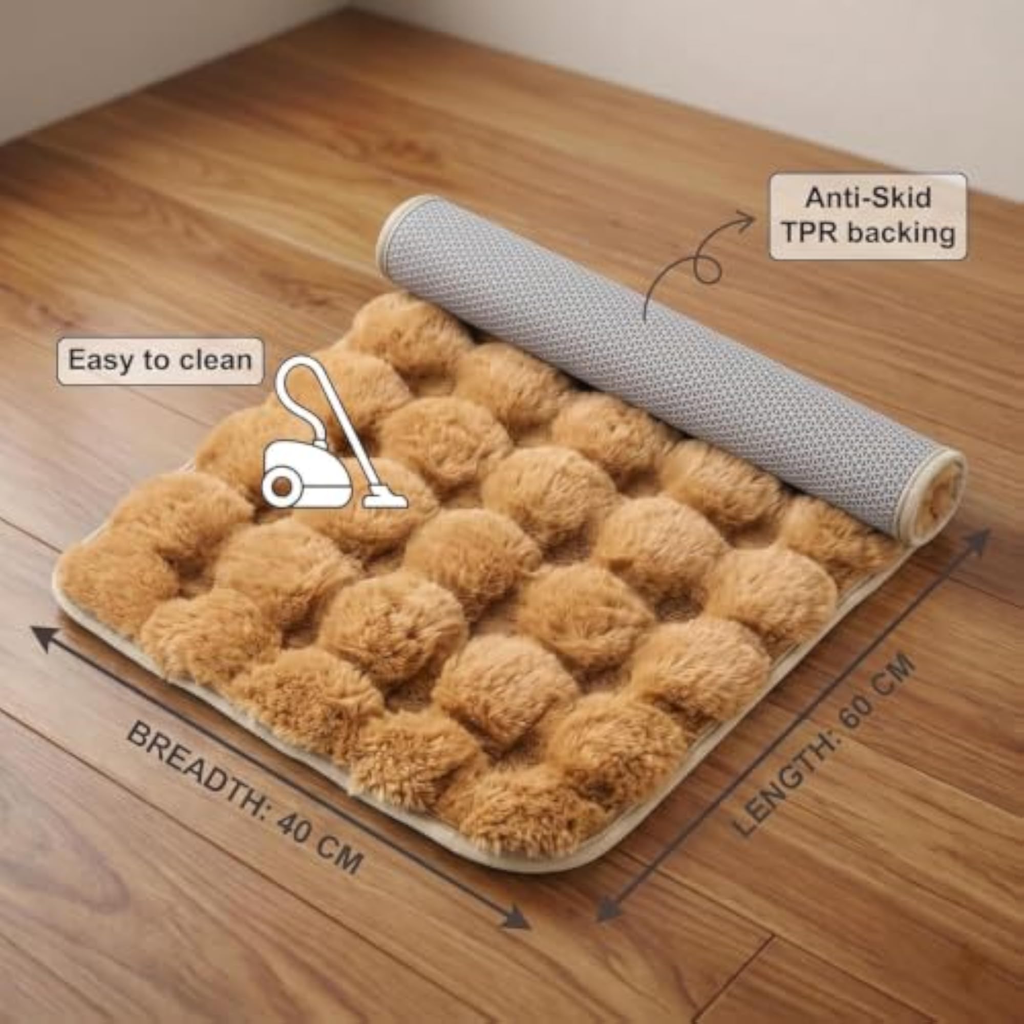 Soft Plush Faux Fur Non-Slip Bathroom Rug