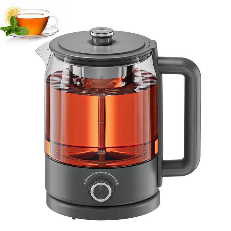 Machine à thé chaude, 600 W, théière électrique en verre épais entièrement automatique, bouilloire électrique multifonctionnelle de 1,2 L, réglage de 4 vitesses, pulvérisation délicate à la vapeur,