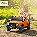 Qaba Land Rover 110SVX Licensed Electric Car for Kids, 12V Battery Powered Kids Ride On Car with Remote Control, Dual Motors, Spring Suspension, LED Lights, 3 Speeds Ride On Truck, Orange