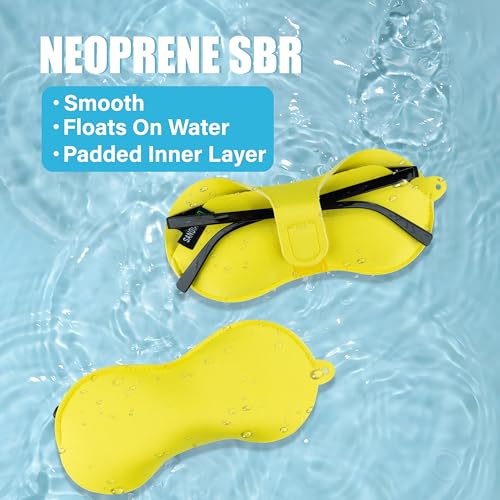 [Yellow], Standard Size Fit, Tori Neoprene Sunglasses Eyewear Eyeglasses Holder Pouch Case with Strap, Stylish Wear, Super Lightweight, Floats on Water for Anti-Lost Summer Use and Travel - Thumbnail 3
