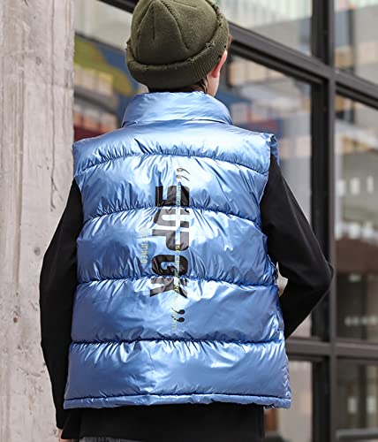 Metallic Color Puffer Vest Jacket for Boys Girls Sleeveless Full Zip Letter Print Outwear Winter 18 Month Winter Coat3