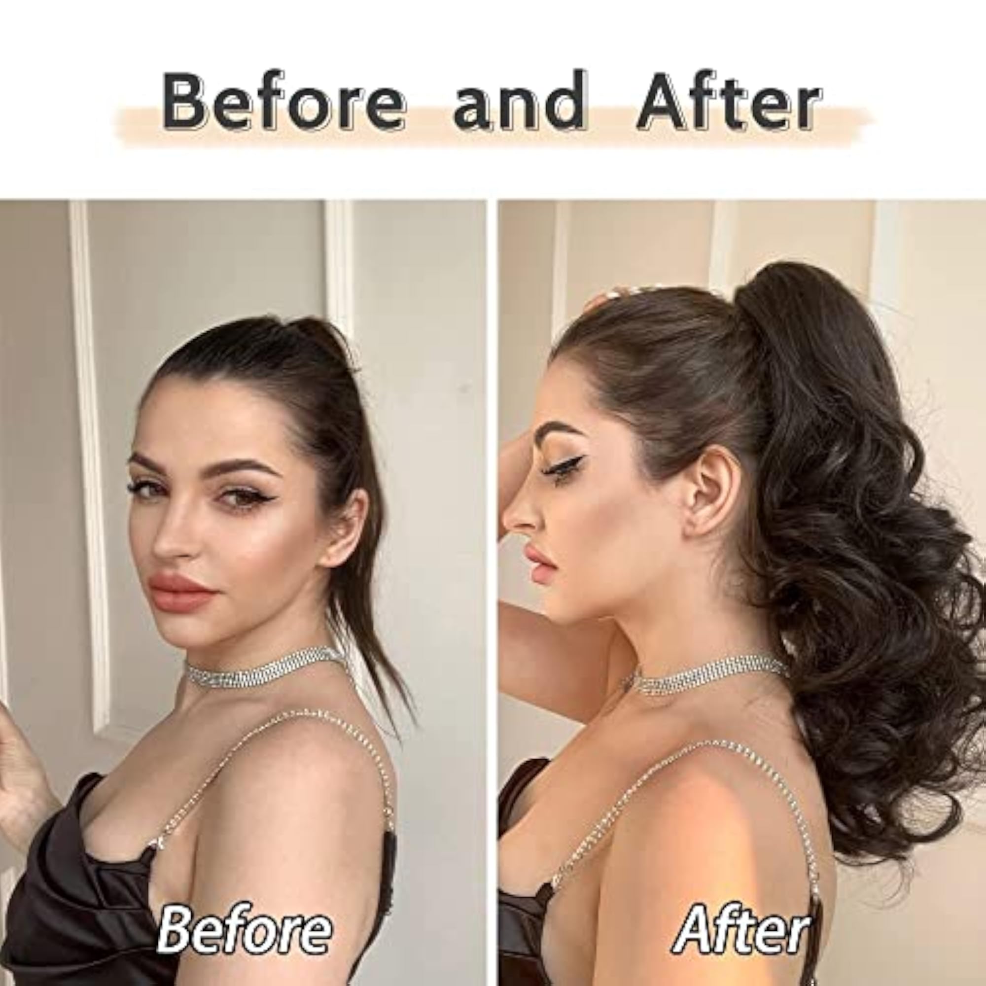 Wavy 22 Inch Long Brown Ponytail Claw Hair Extension