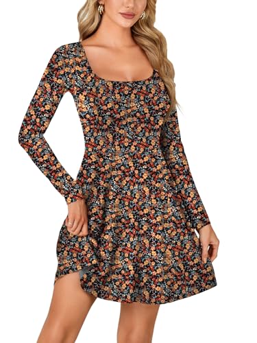 Image of LYANER Women's Long Sleeve Mini Dress Loose Casual Empire Waist Above Knee Length Dresses