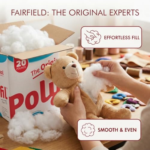 Image of Poly-Fil Fairfield Original Fiber Fill Stuffing, Premium Polyester 20lb Box