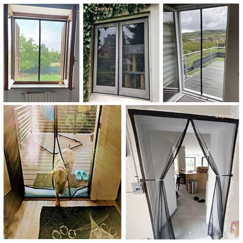 Moustiquaire noire 245x180cm à fermeture automatique pour fenêtre et porte JPP1k