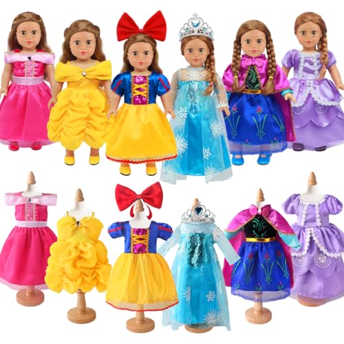 18INDC 6 Sets Princess Dresses for 18 Inch Dolls Clothes & Accessories