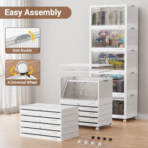 Image of BROVIEW 480Qt Stackable Storage Bins with Lid for Home Dorm, 4Pack White