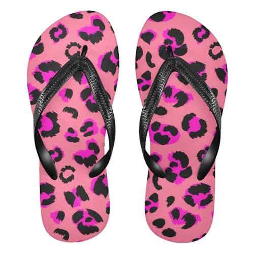 Leopard Black Pink Flip Flop Beach Summer Casual Sandal for Women & Men Shower Shoes 20861855