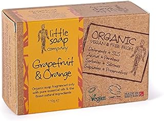 Little Soap Company Organic Soap Bar - with Grapefruit & Orange Citrus | Natural, Vegan & Organic (110g)