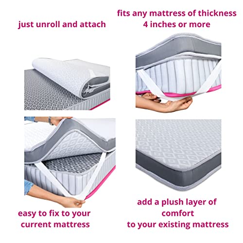 Image of Nestin Premium Latex Mattress Topper (2x60x84Inches, Queen Size Bed, Light Grey)