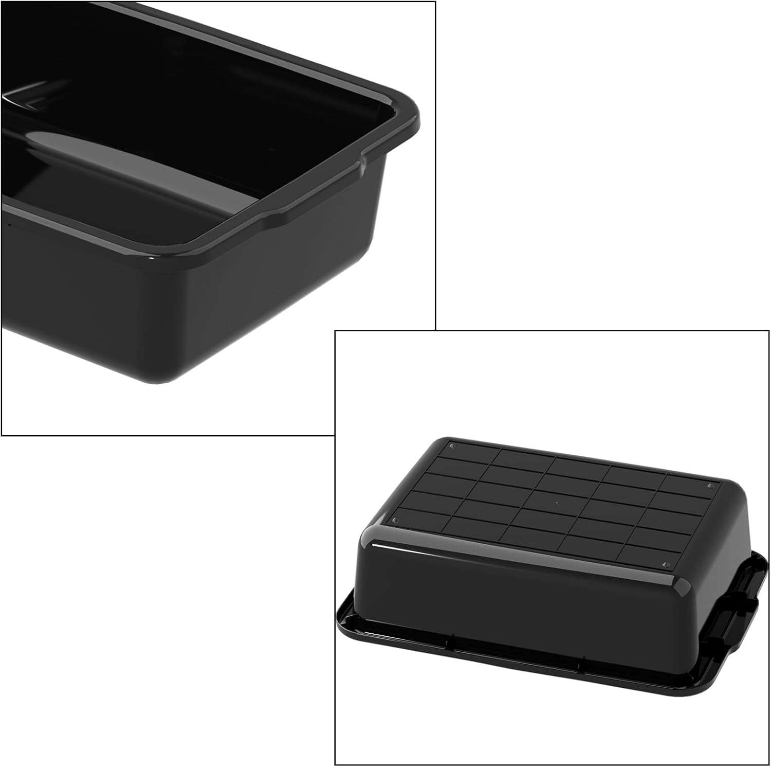 4-Pack Plastic Bus Tub/Bus Box, Commercial Dish Tub for Restaurants, 6.8" Deep, 35 L, Black