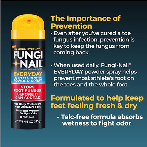 Fungi-Nail Everyday Anti-Fungal Powder Spray, Stops Foot Fungus, Prevents Most Athlete’s Foot, Absorbs Wetness to Fight Odor, Talc-free, 4.6oz