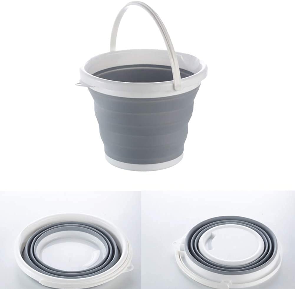 Secchio Pieghevole Portatile 10L – Colore Caffè Chiaro, Con Manico, Per Campeggio E Pesca
