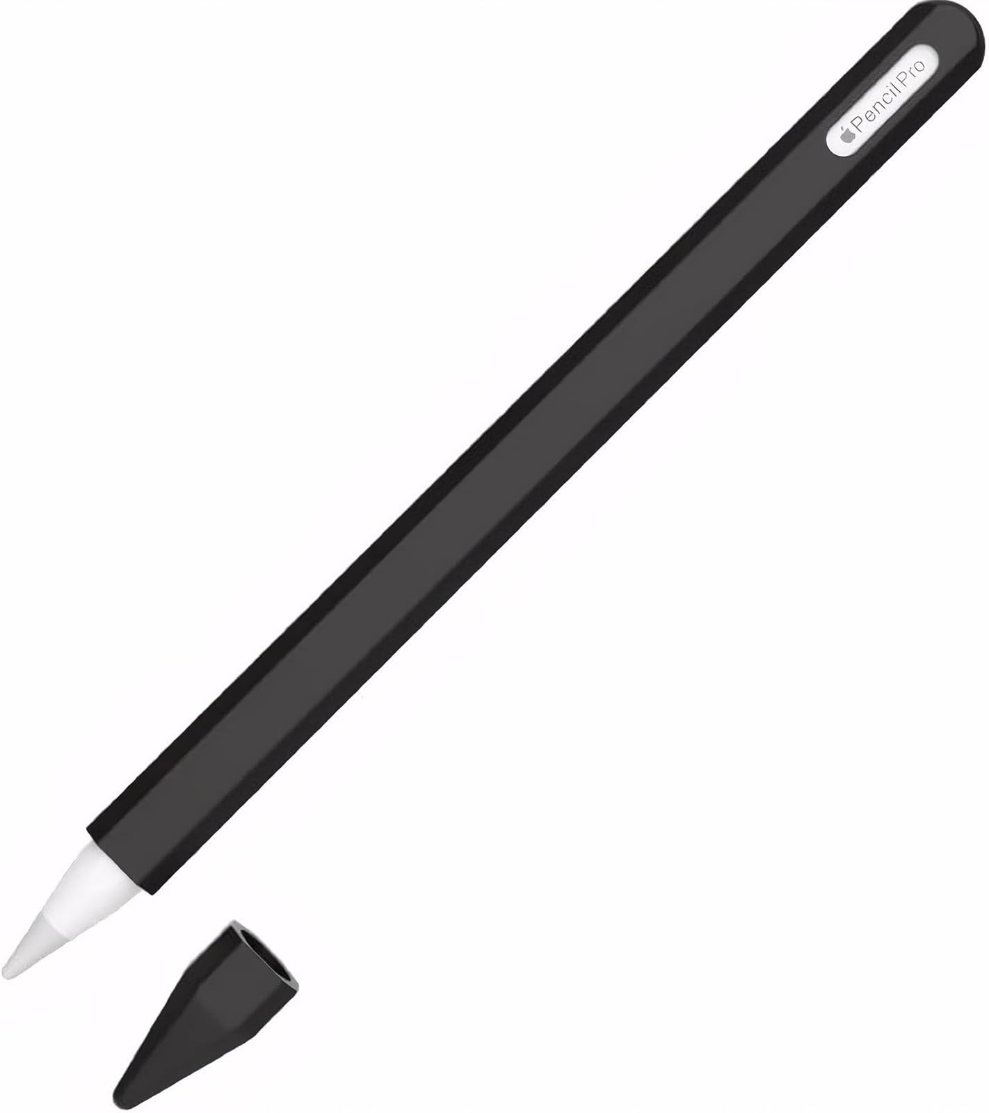 T Tersely Silicone Case for Apple Pencil Pro 2024(Not for Apple Pencil 2nd),Soft Sleeve Holder Grip + Protective Nib Cover,Anti-Slip Pencil Holder Sleeve (Black)