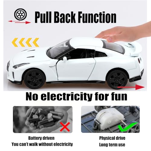 Modelo Nissan GTR R35 a escala 1:36 Pull Back blanco miniatura 4
