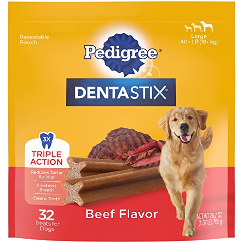 Pedigree Dentastix Large Dog Dental Treats Beef Flavor Dental Bones, 1.72 Lb. Pack (32 Treats) #TOP11