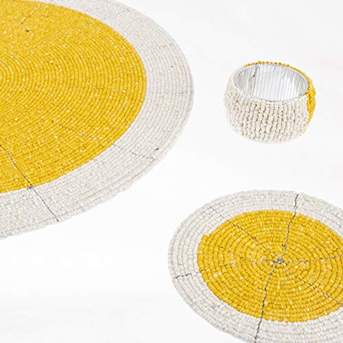 Penguin Home Handcrafted Glass Beaded Round Placemats, Coasters & Napkin Rings Set of 12 - Image 3