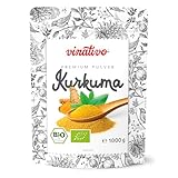 vinativo Kurkuma Pulver BIO – 1kg – bio Rohkost-Qualität – geprüft – Kurkumapulver – Curcuma gemahlen – Bio-Qualität