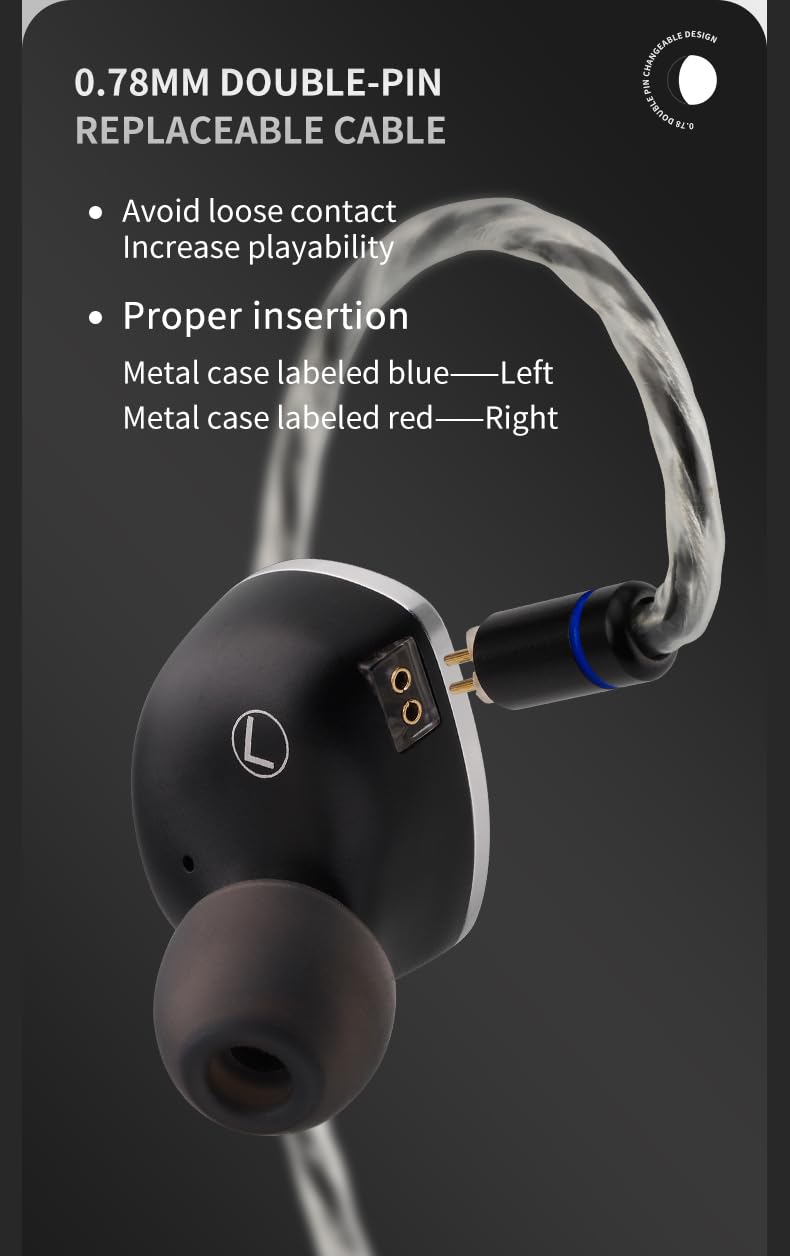 Hzsound Luna In-Ear-Kopfhörer – Mit Planarem Treiber, CNC-Metallgehäuse, Austauschbare 3,5/4,4 Mm Stecker, Lederetui