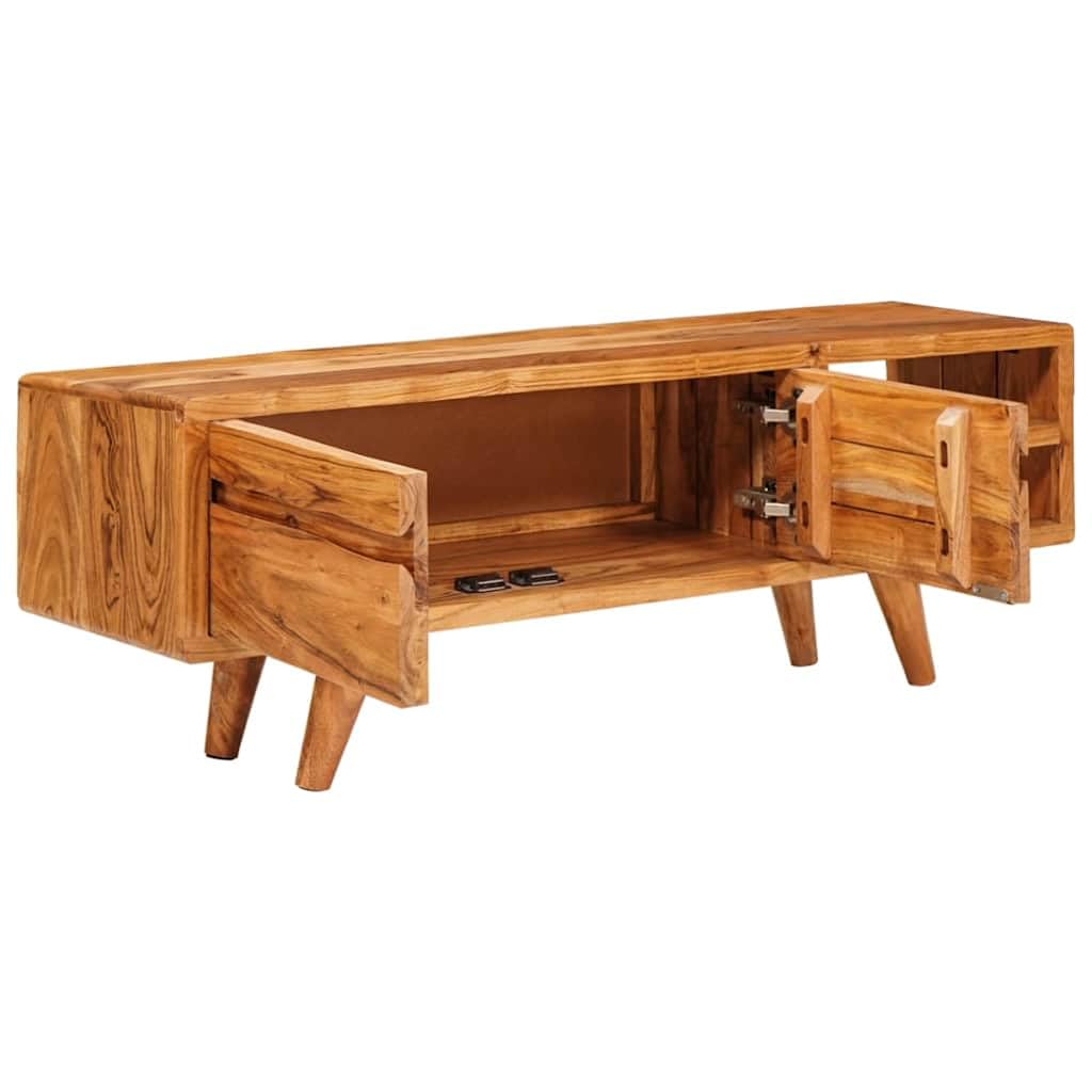 Mueble TV de madera de acacia maciza, marrón, 110 x 30 x 40 cm, color