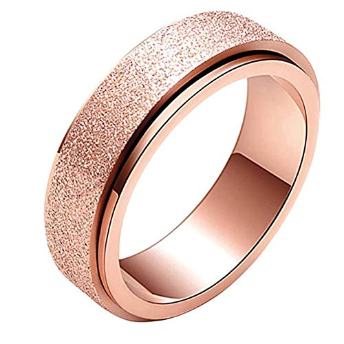 JZIEHI Men Women Fashion Titanium Steel Spinner Ring Sand Blast Finish