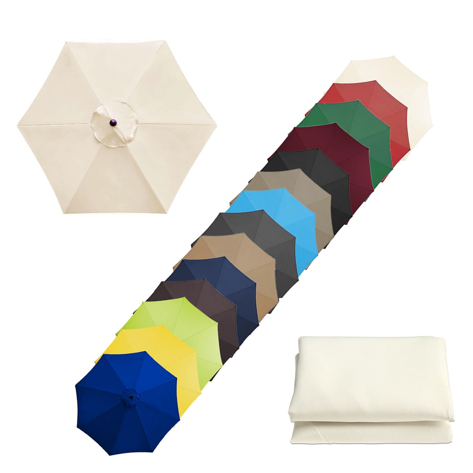 Replacement Canopy Top, Sun Umbrella Replacement Cloth 200cm/270cm/300cm+6 Arms/8 Arms Replacement Parasol Fabric Cover For Garden Umbrella(Color:White,Size:8 ribs-2.7m(8.8ft))