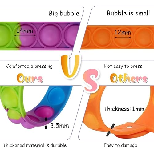 Pop Bubble Fidget Armband - 10 Stück Simple Dimple Toy, Anti-Stress Spielzeug, Zappelspielzeug Set für Kinder und Erwachsene