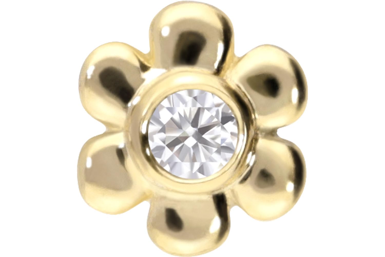 PIERCINGLINE 14 Karat oder 18 Karat Nasenpiercing Spirale BLUME + MOISSANIT KRISTALL Piercing Nase Stecker Farbauswahl