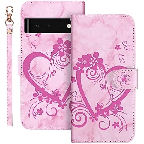 Auslbin for Google Pixel 6A Case with Protection Wallet Flip Folio Cover for Google Pixel 6A - Pink Cover