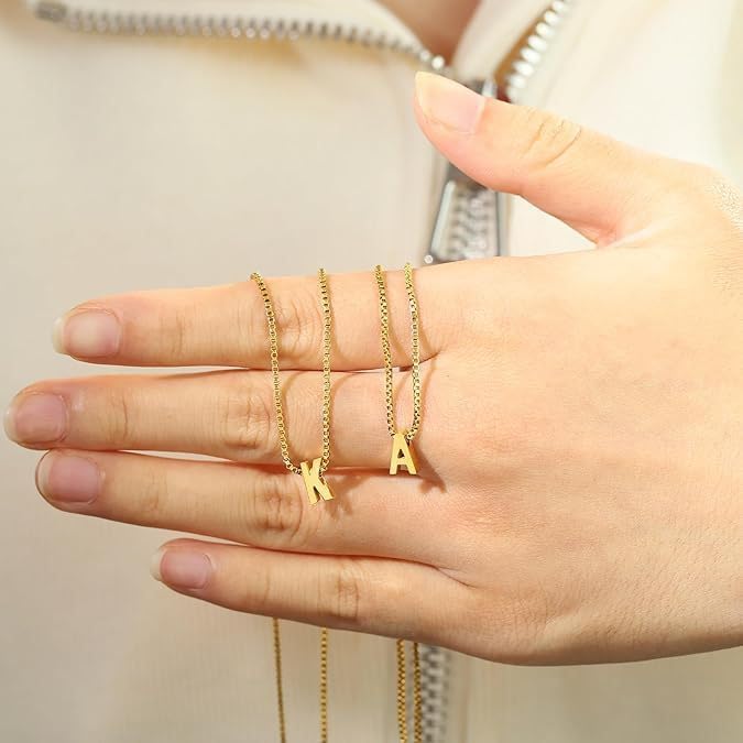 18k Initial Necklace for Women - Gold Plated Letter A-Z Pendant Necklaces Dainty Necklaces Trendy Initial Charm Necklace Gifts for Teens Women Jewelry - Image 6