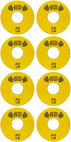 Miniatura 7 de Micro Gainz 1-Inch Center Hole Standard Fractional Weights Plates Set, 8 Piece Dumbbell & Barbell Set of .50LB Plates for Strength Training and