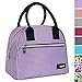 OPUX Lunch Bag for Women | Insulated Lunch Tote for Ladies, Girls, Female | Medium Reusable Soft Lunch Box Purse Cooler for School, Work, Office | Fits 12 Cans (Purple White Stripes)