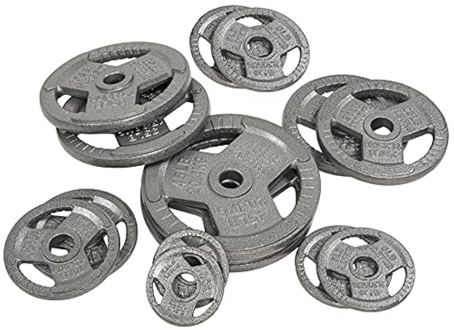 Fitvids Cast Iron Plate Weight Plate for Strength Training and Weightlifting, 2-Inch Center, 10LB (Set of 2)