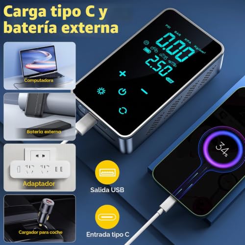 Inflador eléctrico con batería recargable de alta velocidad y LED 5