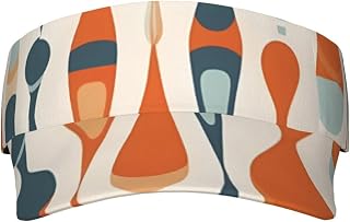 Mid Century Modern Retro with Drop Shapes Printed Sports Sunscreen Hat, Adjustable Breathable Hollow Top Baseball Cap, for Men and Women Black