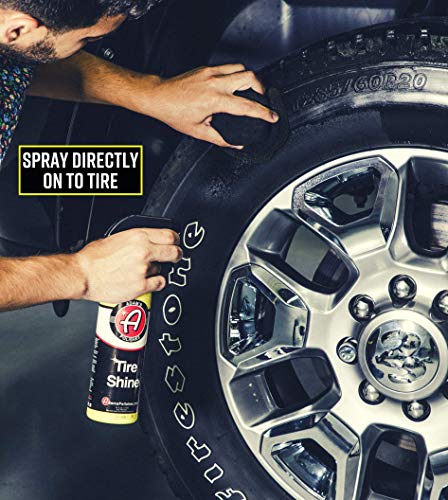 Image of Adam's SiO2 Infused Tire Shine Plus 16oz - Achieve a Lustrous, Dark, Long Lasting Shine - Non-Greasy and No Sling Formulation Infused with SiO2 for Increased a Longer, Durable Shine (Refill Kit)