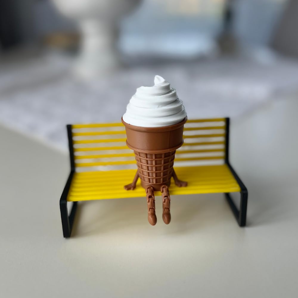3'lü Renkli Dondurma Külahı Dekoratif Figür Seti - Sevimli Bacaklı Masaüstü Süs (Her biri 7.5 x 4.3 cm) BANK DAHİL DEĞİLDİR