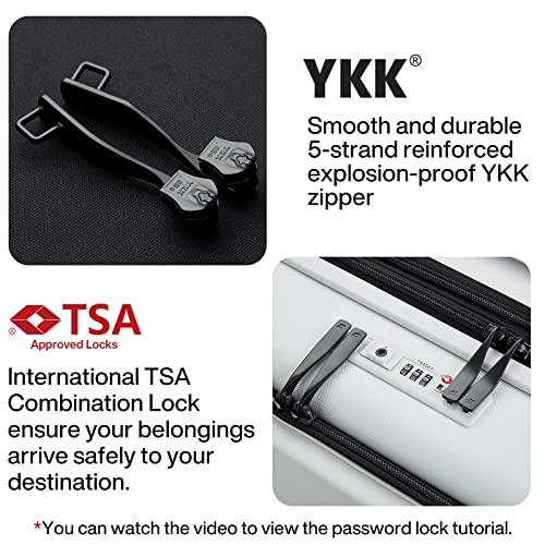 Hanke 20 Inch Expandable Carry-On Luggage with Wheels PC Hard Shell Suitcases Lightweight Front Opening Tsa Luggage Travel Suitcase Woman Men(Smoke White) - Image 7