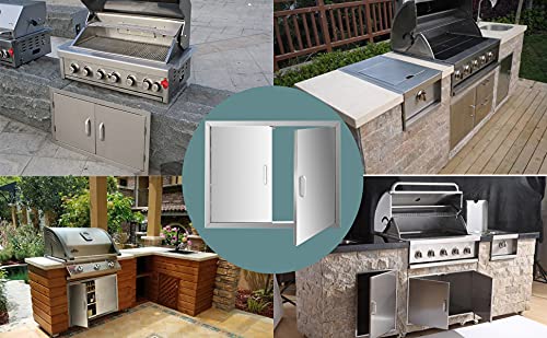 Outdoor Kitchen Doors, 31W X 24H Inch, Bbq Door Stainless Steel Wall Construction Vertical, Outdoor Kitchen Door For Bbq Island, Grilling Station, Outside Cabinet #TOP4