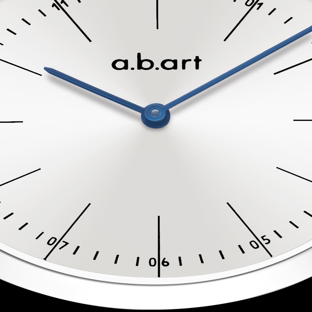 a.b.art Herrenuhr, Quarzuhr mit Schweizer Ronda-Uhrwerk, Saphirglas, weißes Zifferblatt, silbernes Milanaise-Armband, ultraflaches Design, 41 mm