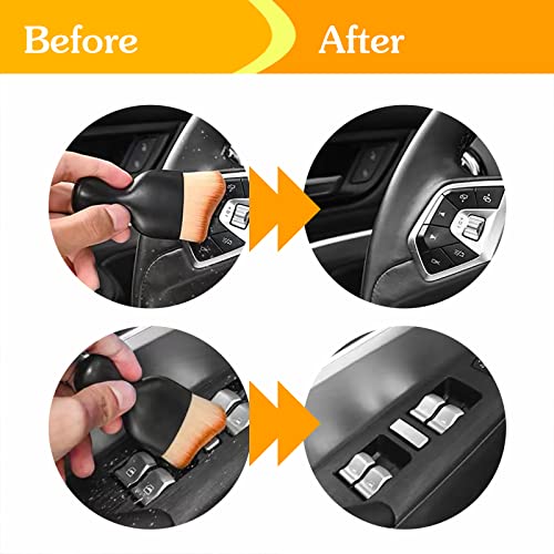 Image of AOCISKA Car Interior Detailing Brush,Soft Bristle Cleaning Brush Car Detailing Brush Dusting Brush,Car Interior Cleaning Tool,Auto Detail Brush Car Dash Duster Brush (Black&Brown)