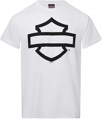 Harley-Davidson Men's Open Bar & Shield On White Short Sleeve Crew-Neck T-Shirt