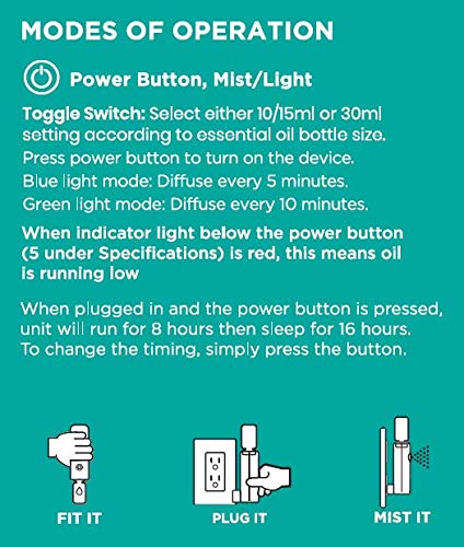 Gurunanda Portable Diffuser - Plug-In Oil Diffuser 2.0 For Essential Oils For Home And Office - Portable Waterless Oil Diffuser With Auto Shut Off, Adjustable Mist Mode (Pack Of 3) #TOP5