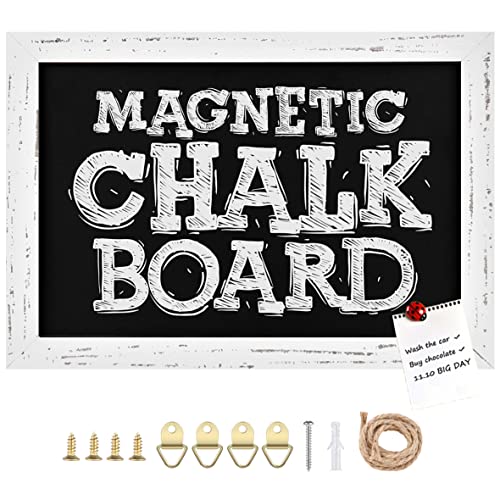 Toraso Chalkboard, Solid Wood Frame Magnetic Surface Chalkboard Sign, Rusitc White Framed Chalk Board For Wedding, Kitchen, Bar, Restaurant, Menu & Home Decor, 8.5" X 12"(Wh-2232) #TOP18
