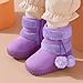 Girls Winter Snow Boots Comfort Warm Fur Lined Mid Calf Boots Flat Heel Non Slip Solid Color Short Booties Fashion Shoes